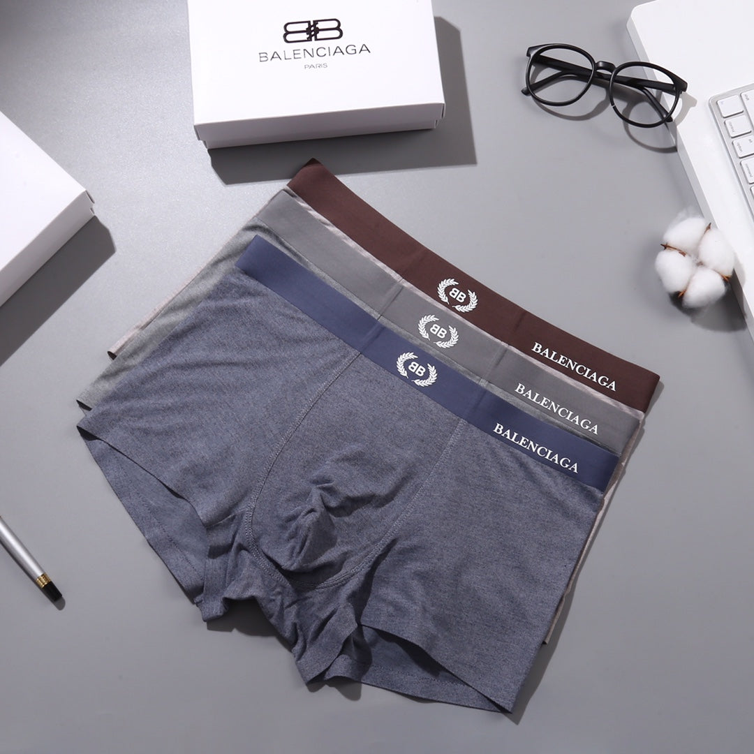 Balenciaga Tonal Logo Waistbands Men's Boxer Briefs - 3-Piece Box