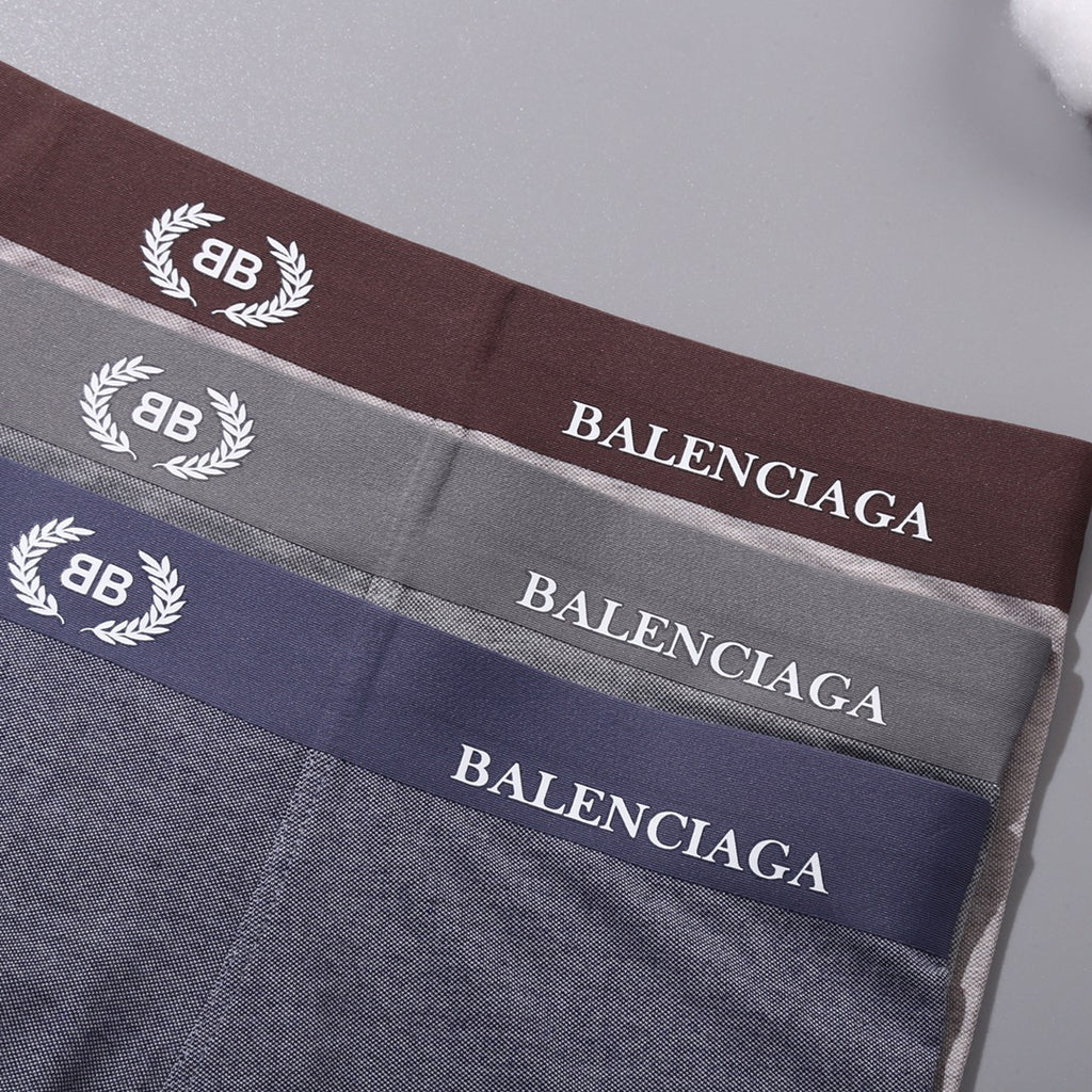 Balenciaga Tonal Logo Waistbands Men's Boxer Briefs - 3-Piece Box