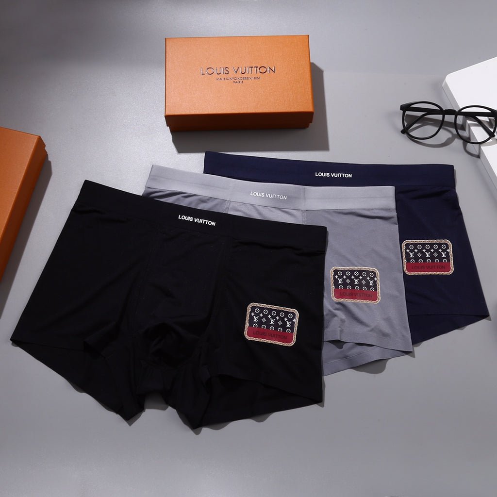 Louis Vuitton Visible Colour, Waistband And Emblem Details Men's Boxer Briefs - 3-Piece Box