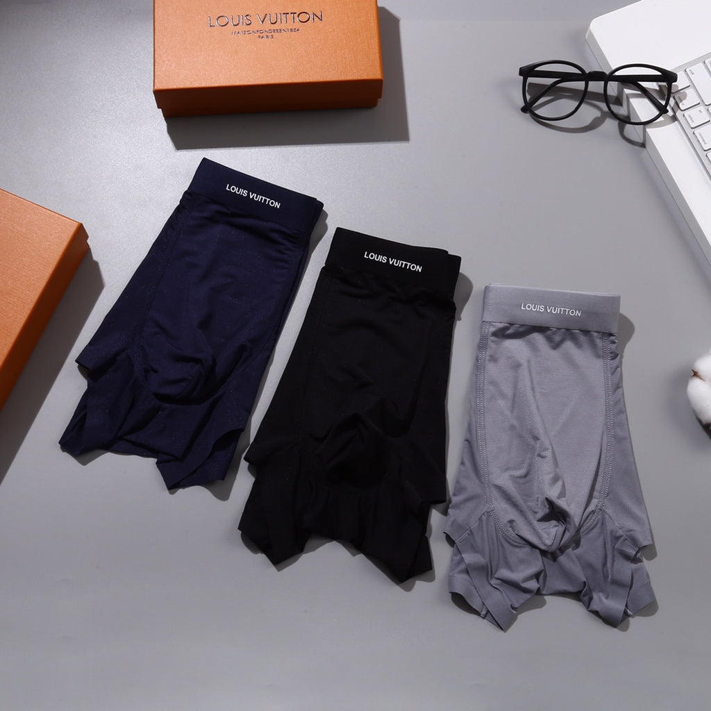 Louis Vuitton Contrast Patch Details Men's Boxer Briefs - 3-Piece Box