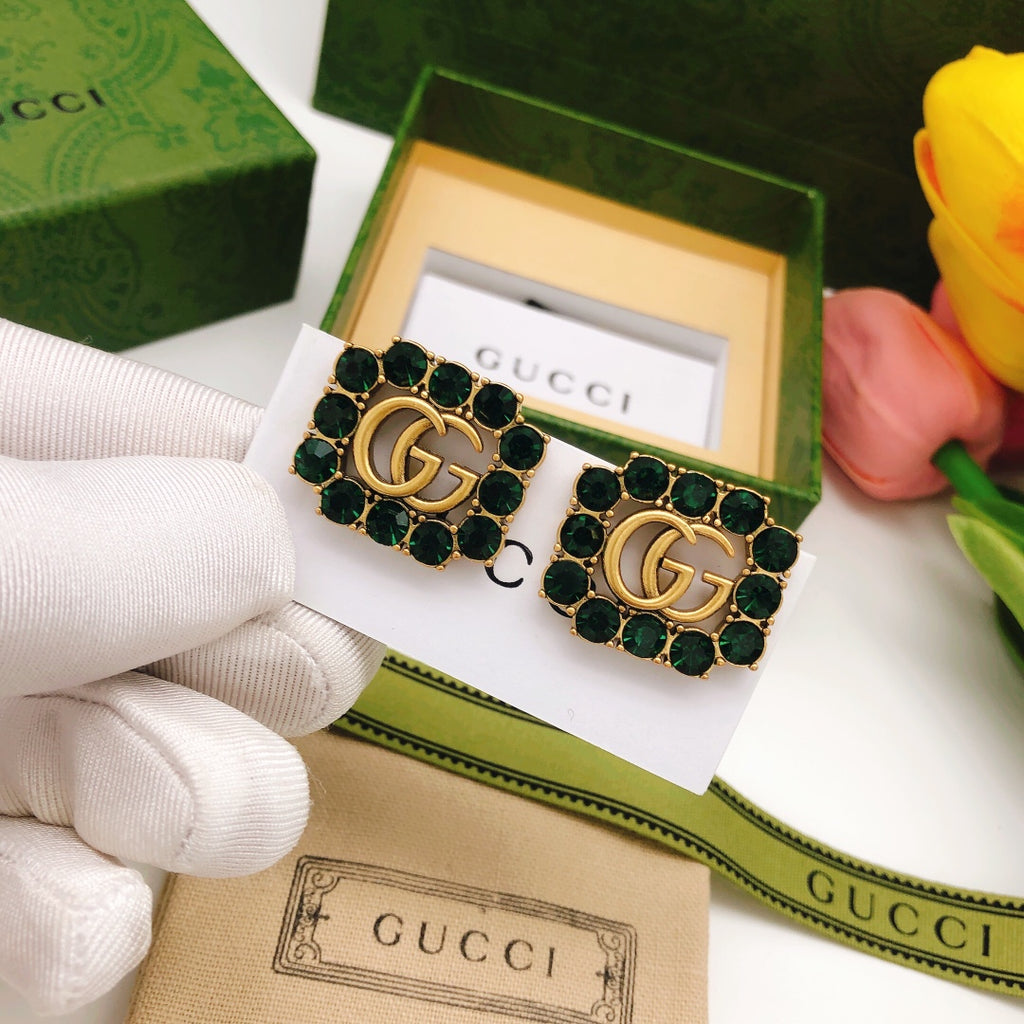Square Stud Earrings in Polished Metal-Tone – Design 001 main product view