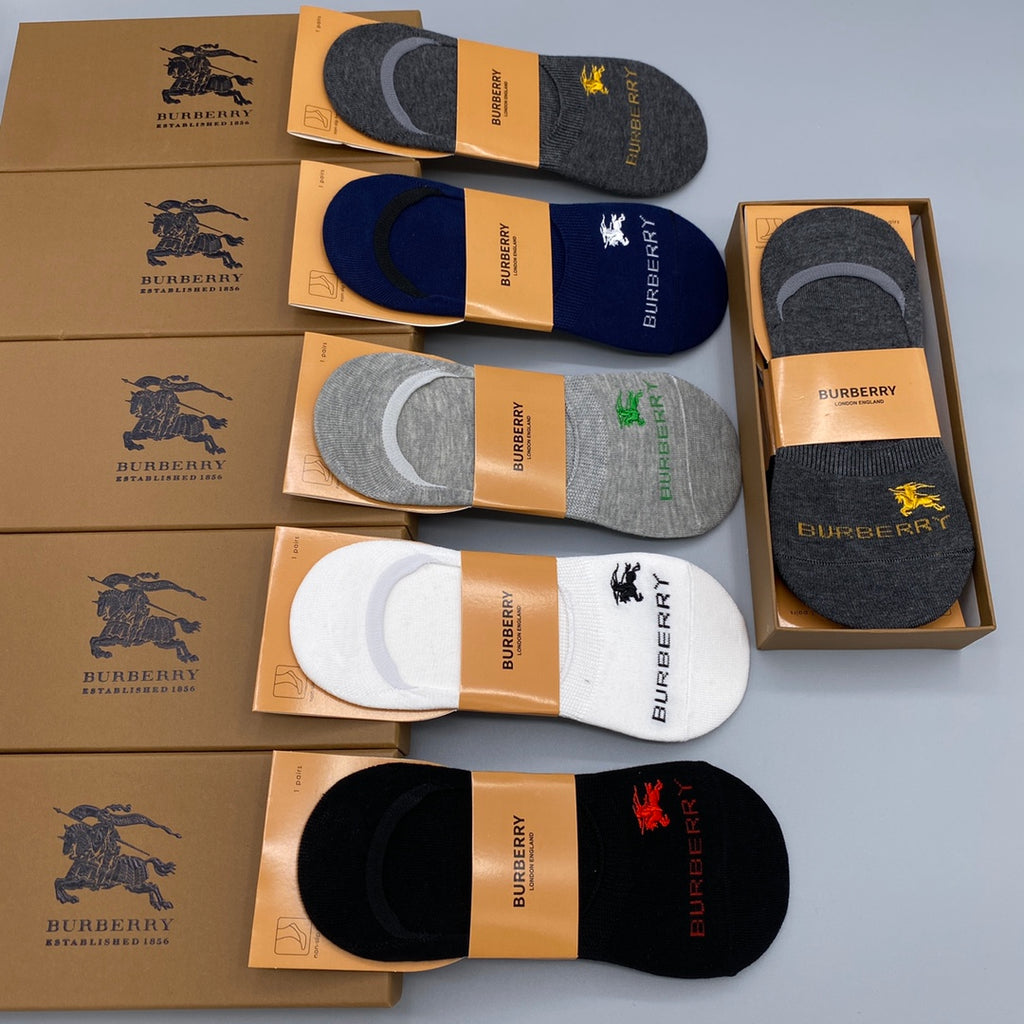 Burberry Small Horse Graphics No-Show Socks - 5-Pair Set