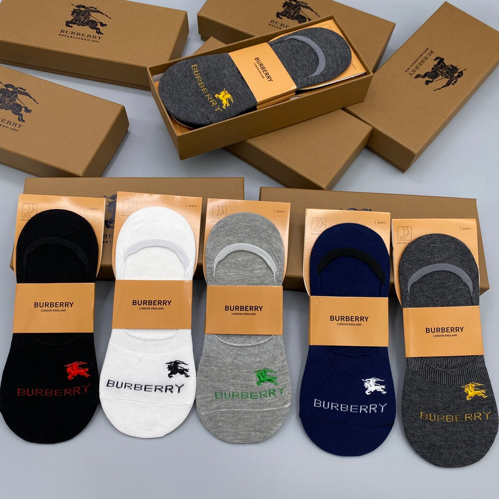 Burberry Logo No-Show Socks - 5-Pair Box