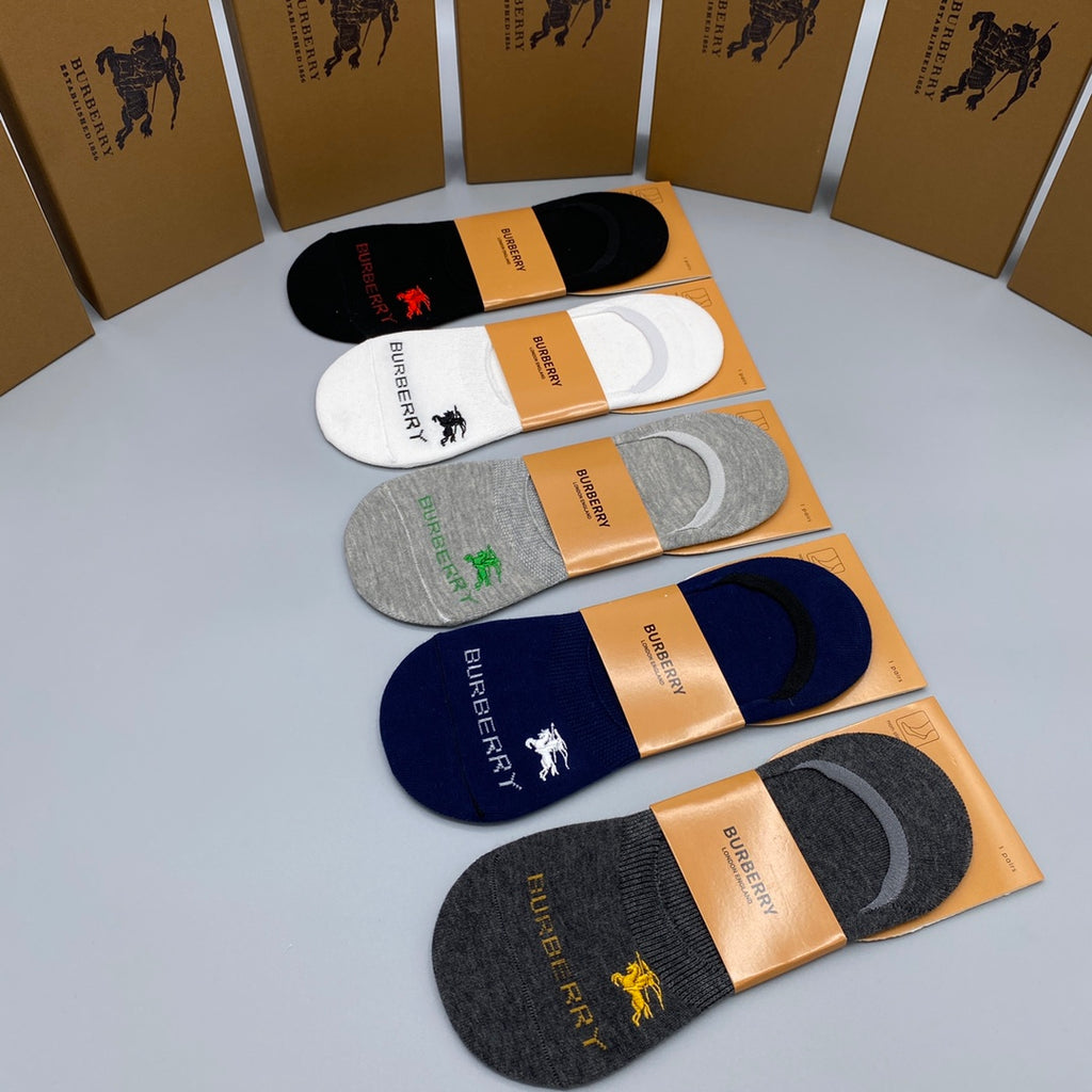 Burberry Small Horse Graphics No-Show Socks - 5-Pair Set
