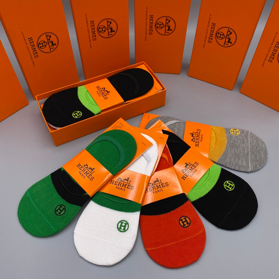 Hermes Breathable No-Show Socks – 5-Pair Pack
