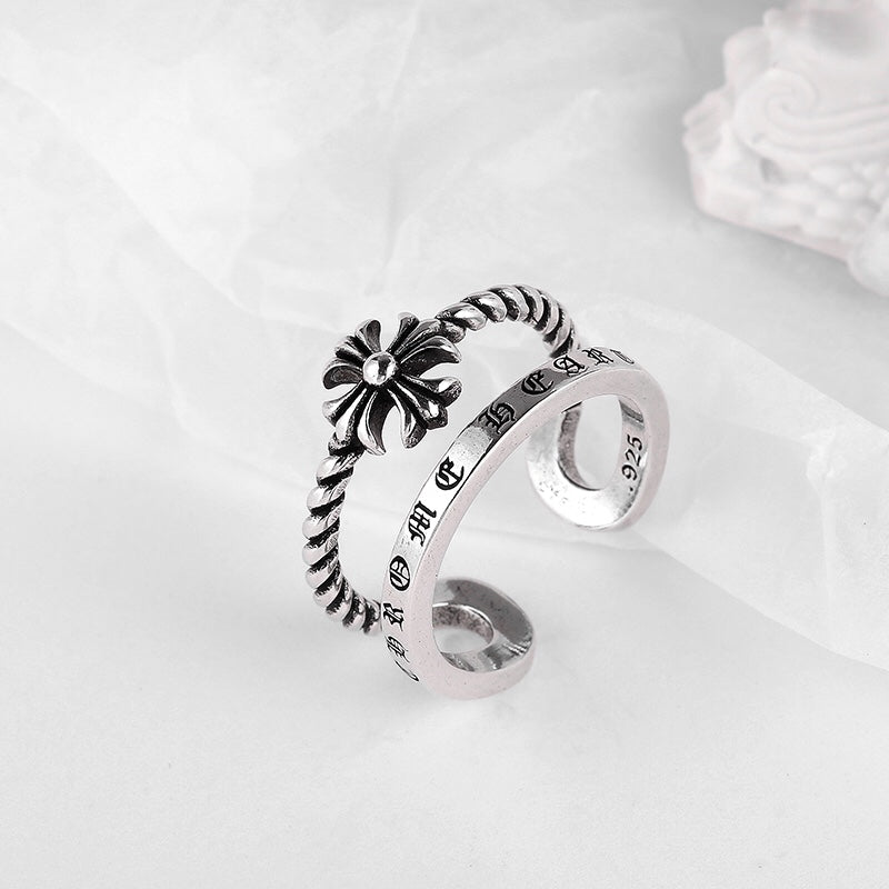 Cross Statement Ring in Antique Silver-Tone – Design 01 side detail