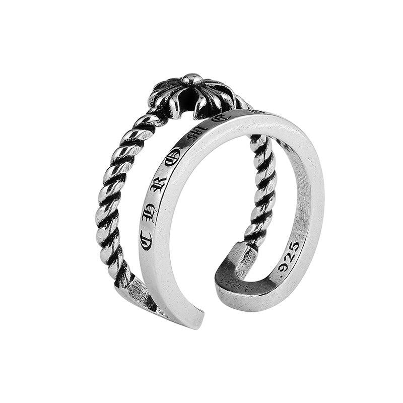 Cross Statement Ring in Antique Silver-Tone – Design 01 front product view