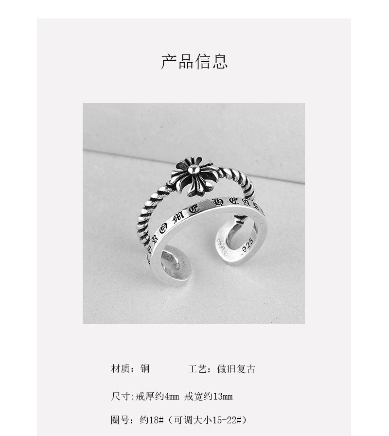 Cross Statement Ring in Antique Silver-Tone – Design 01 detail view