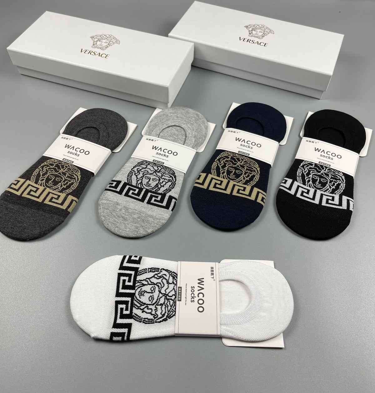Versace Cotton Crew Socks - 5-Pair Pack