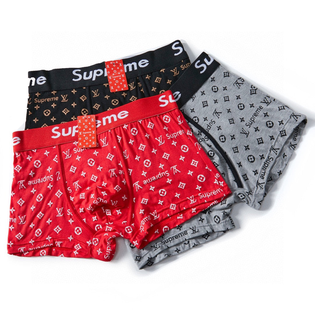 Louis Vuitton x Supreme Cotton All-Over Monogram-Style Graphics Men's Boxer Briefs - 3-Piece Box