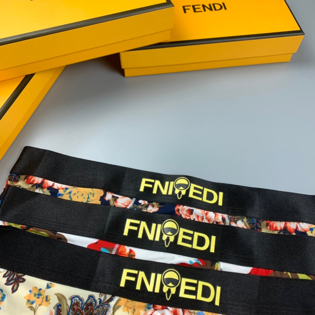 Fendi Contrast Logo Waistbands Men's Boxer Briefs - 3-Piece Box
