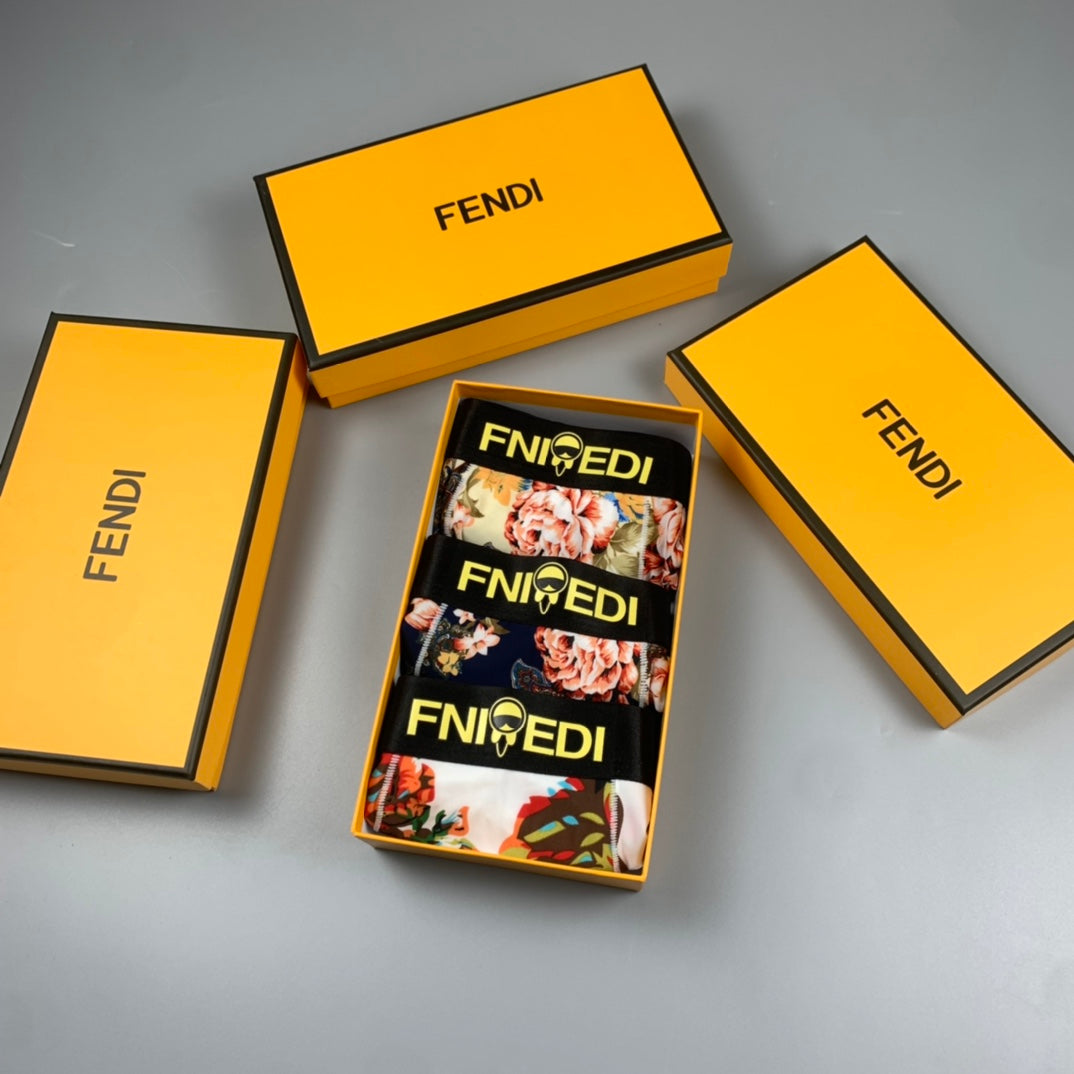 Fendi Contrast Logo Waistbands Men's Boxer Briefs - 3-Piece Box