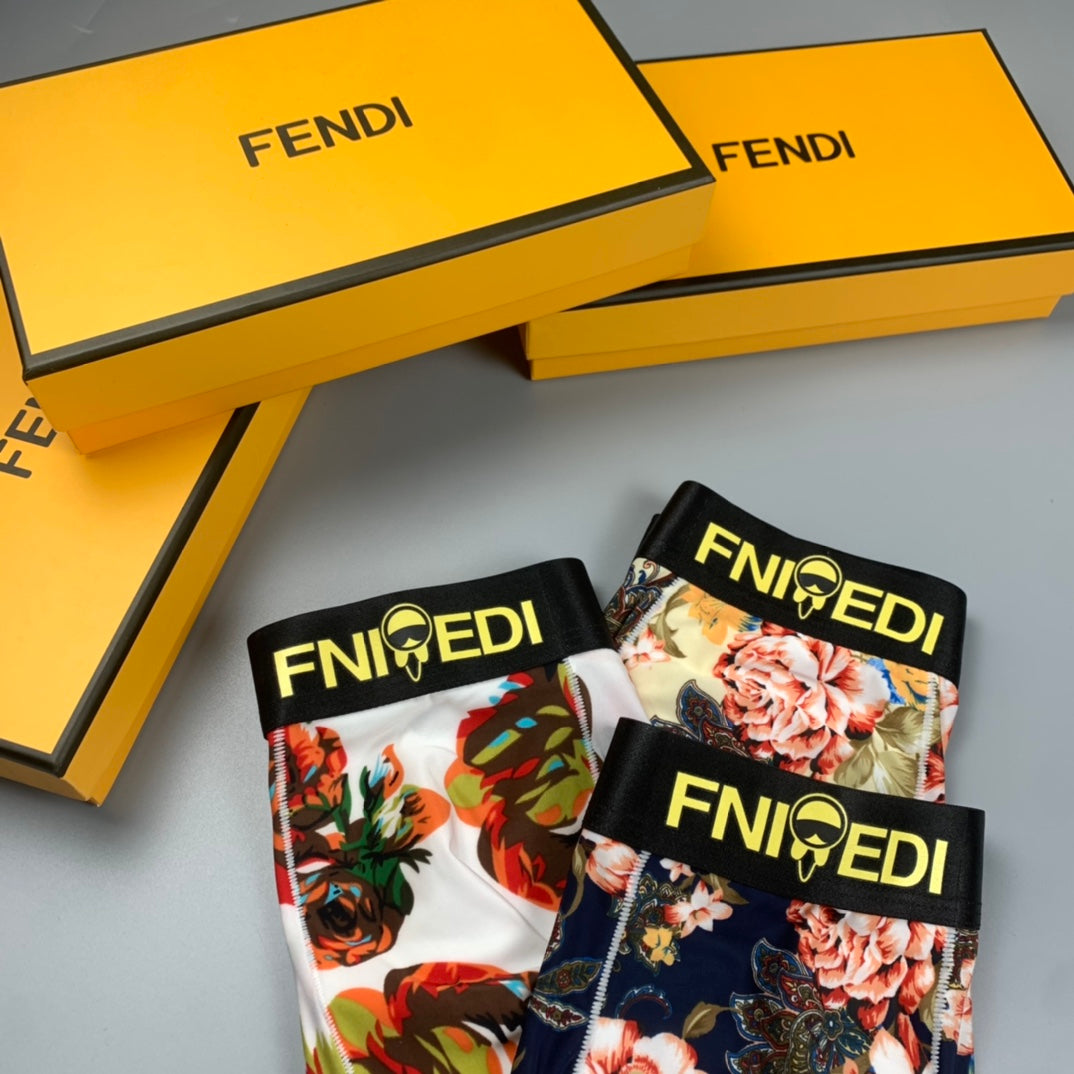 Fendi Contrast Logo Waistbands Men's Boxer Briefs - 3-Piece Box