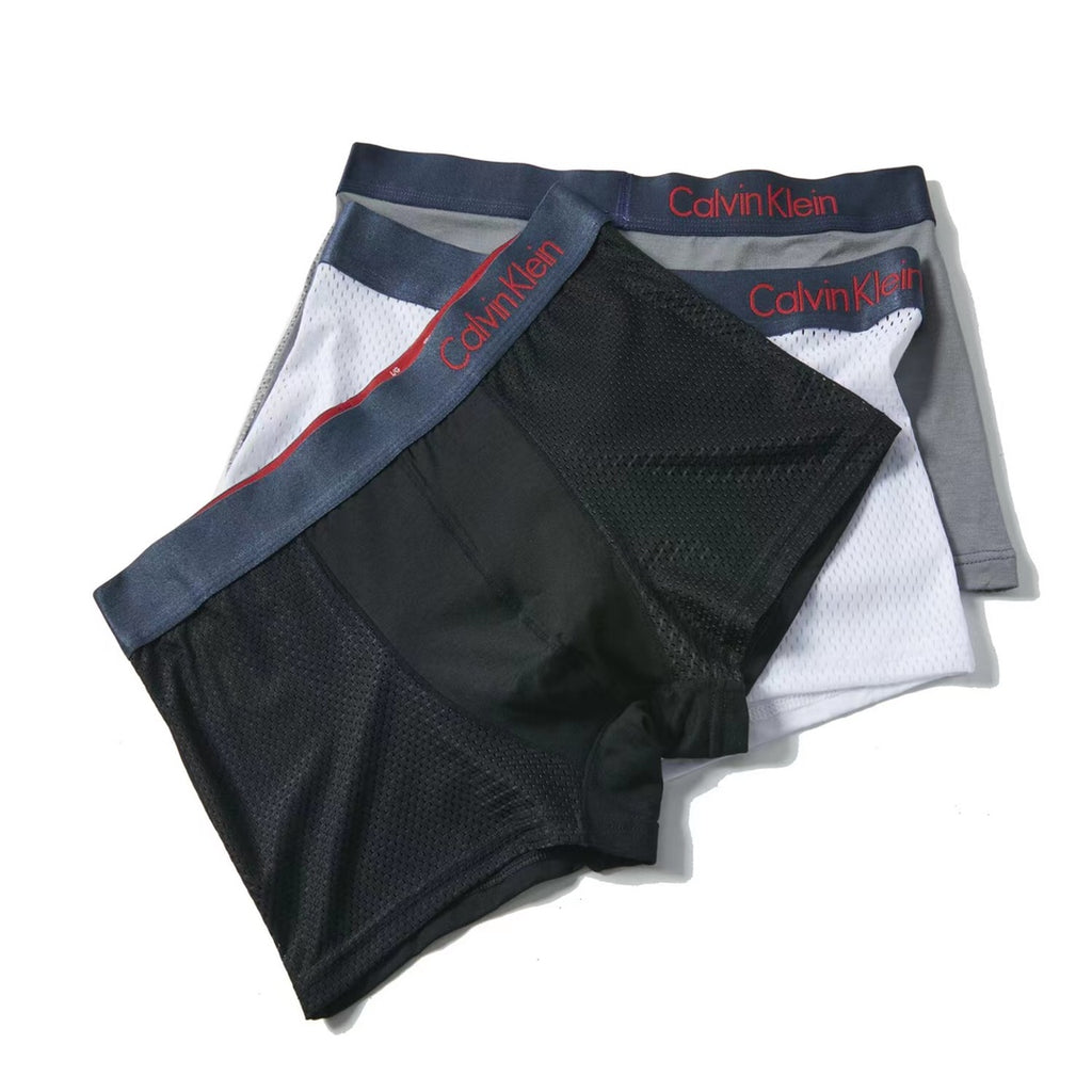 Calvin Klein Navy-And-Red Waistbands Men's Boxer Briefs - 3-Piece Box