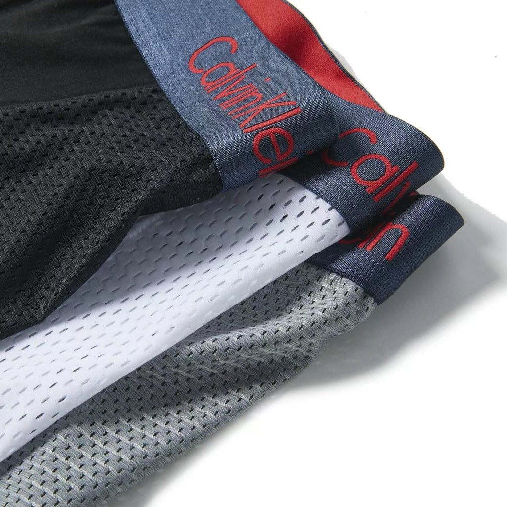 Calvin Klein Navy-And-Red Waistbands Men's Boxer Briefs - 3-Piece Box