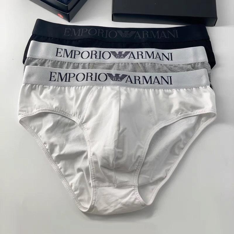 Armani Broad Contrast Waistbands Men's Briefs - 3-Piece Box