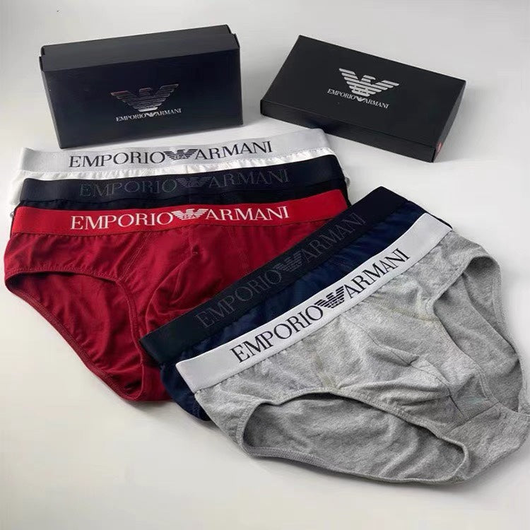Armani Wordmark Waistbands Men's Briefs - 3-Piece Box