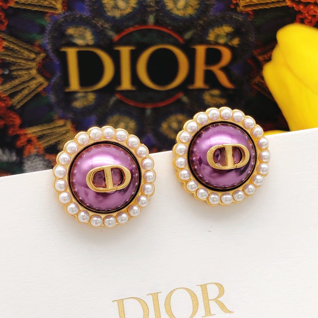 Graphic Letter Motif Stud Earrings in Silver-Tone – Design 001 main product view