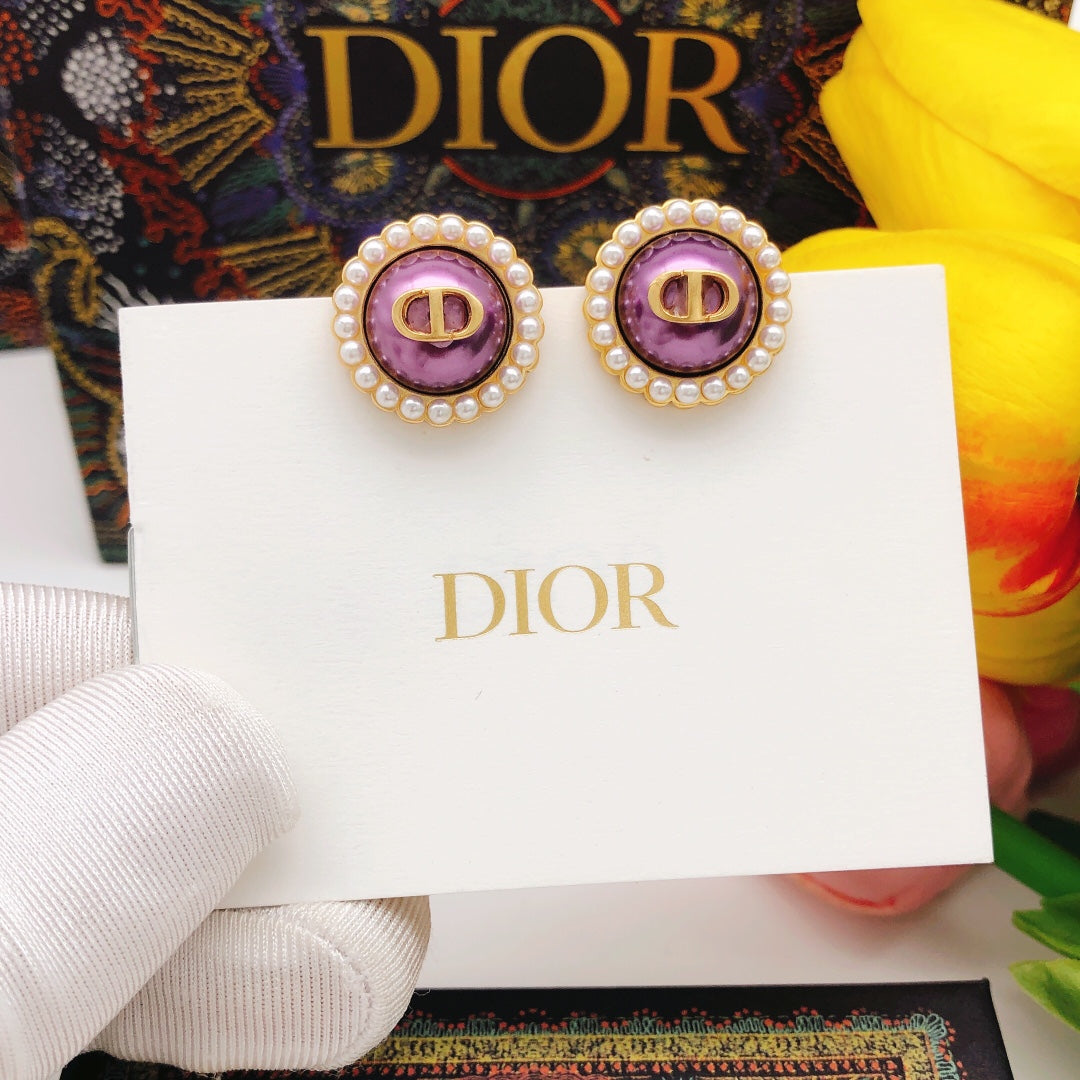 Graphic Letter Motif Stud Earrings in Silver-Tone – Design 001 front view