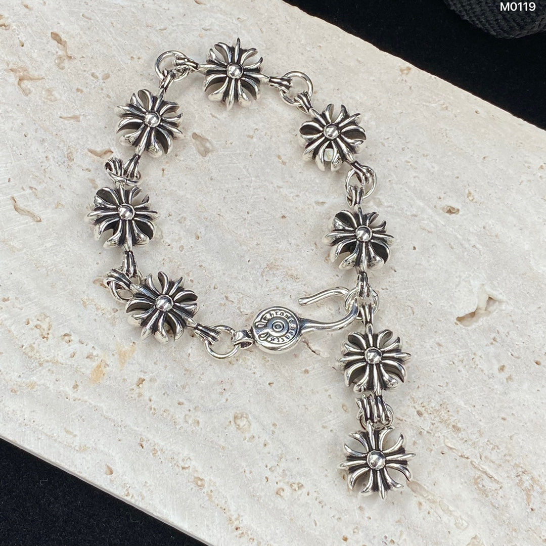Gothic Emblem Statement Bracelet in Metal-Tone – Design 03 side detail