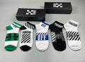 Off-White Diagonal Graphic Details Ankle Socks - 5-Pair Set