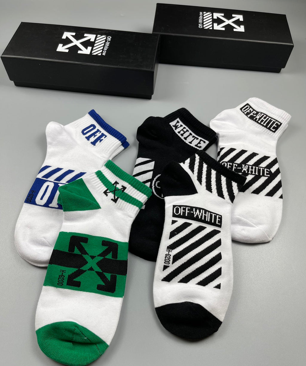 Off-White Graphic Details Ankle Socks - 5-Pair Set