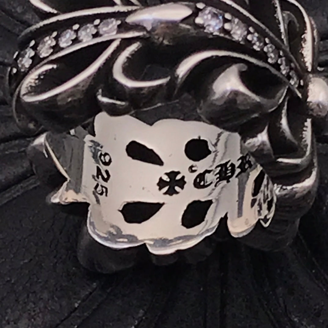 Floral Cross Statement Ring in Antique Silver-Tone styled product view