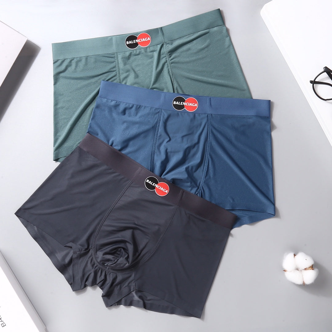Balenciaga Visible Colour, Waistband And Emblem Details Men's Boxer Briefs - 3-Piece Box