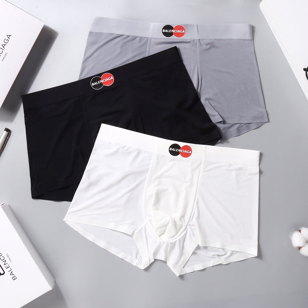 Balenciaga Visible Colour, Waistband And Emblem Details Men's Boxer Briefs - 3-Piece Box