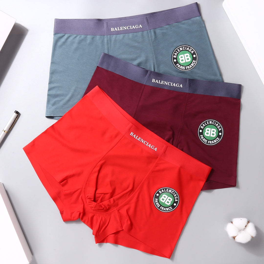 Balenciaga Circular Front Emblems Men's Boxer Briefs - 3-Piece Box