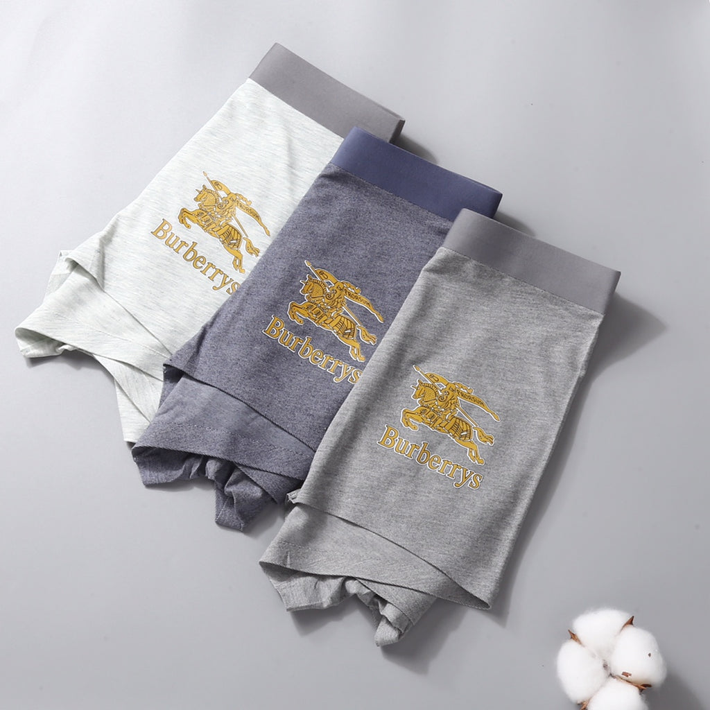 Burberry Visible Waistband, Colour And Emblem Details Men's Boxer Briefs - 3-Piece Box