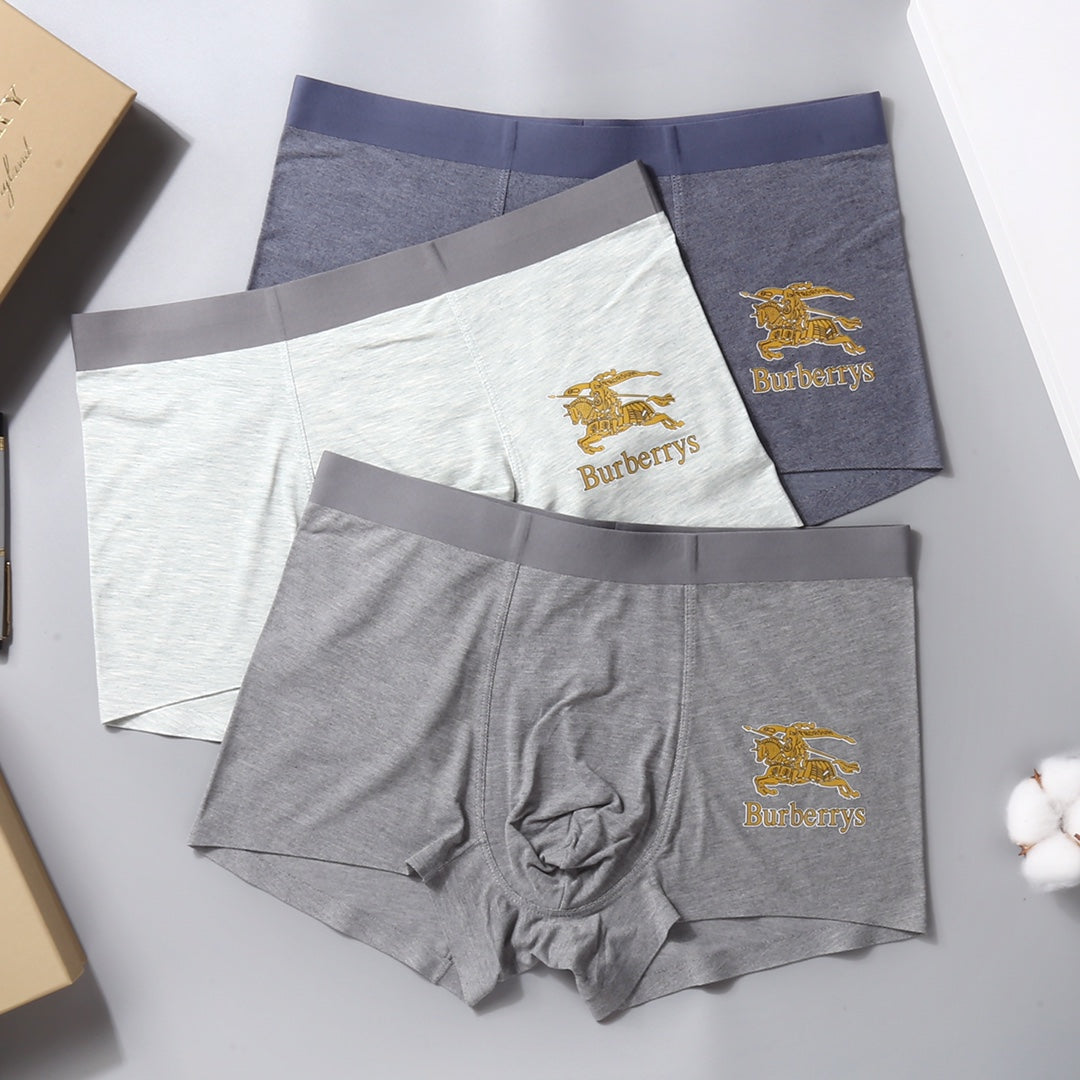 Burberry Visible Waistband, Colour And Emblem Details Men's Boxer Briefs - 3-Piece Box