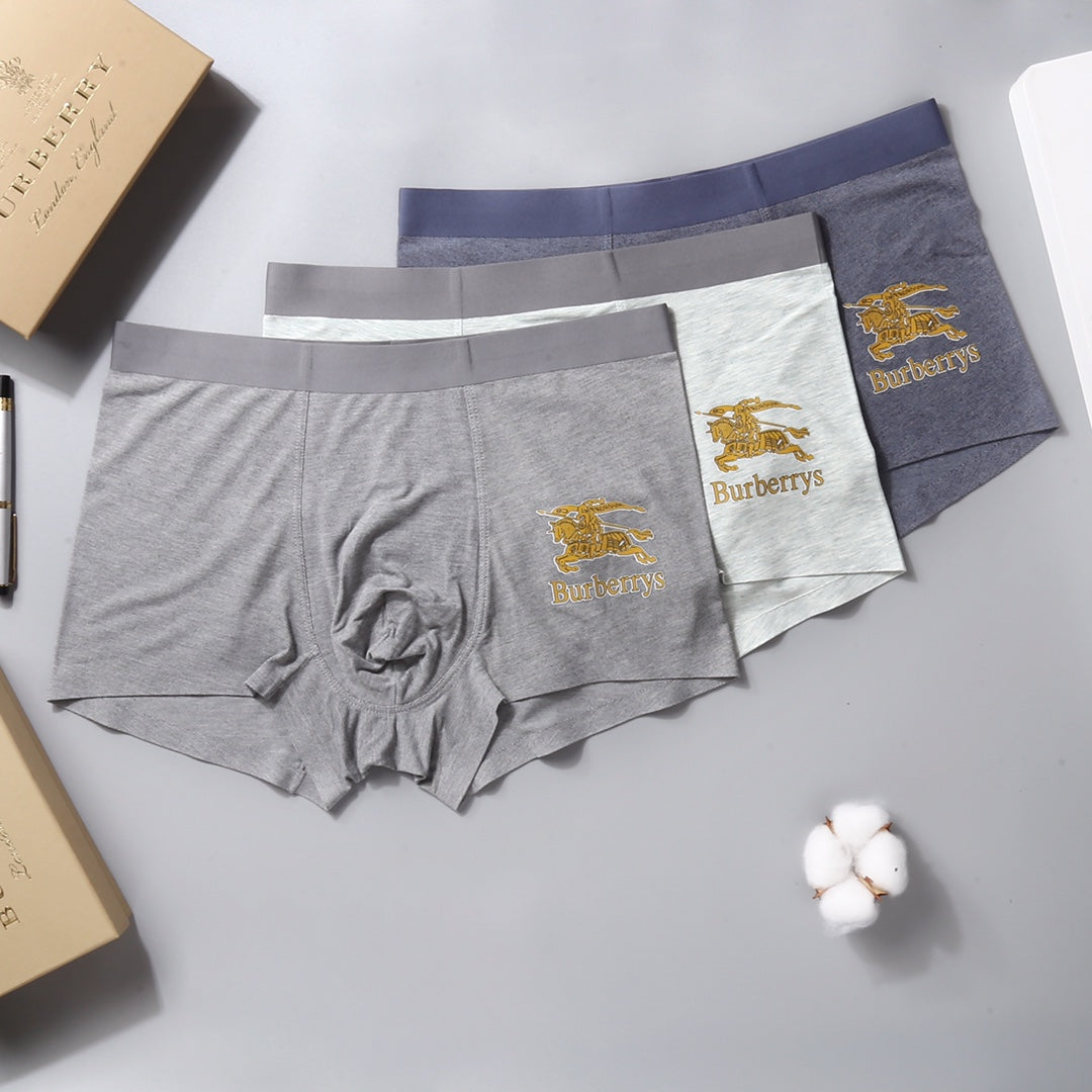 Burberry Visible Waistband, Colour And Emblem Details Men's Boxer Briefs - 3-Piece Box