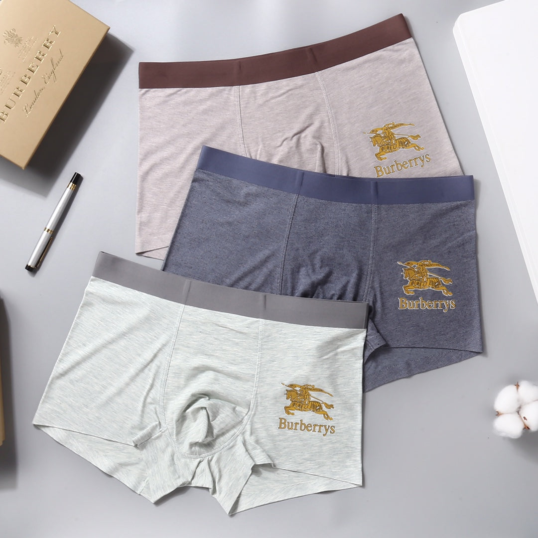 Burberry Visible Waistband, Colour And Emblem Details Men's Boxer Briefs - 3-Piece Box