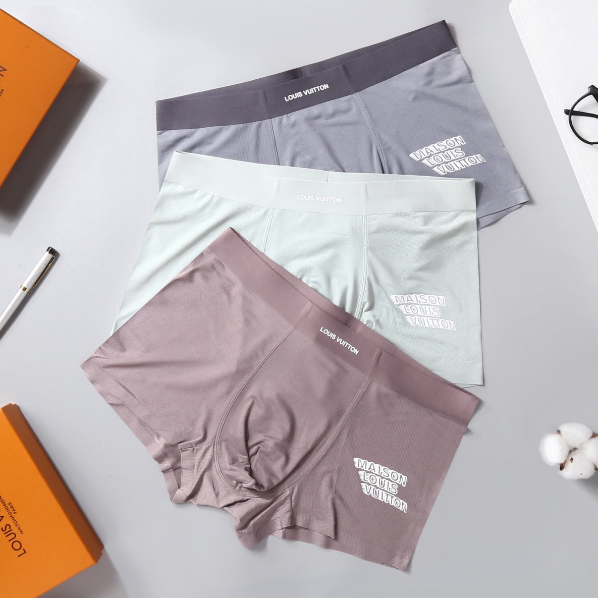 Louis Vuitton Maison Graphic Polyester-Blend Boxer Briefs - Box of 3