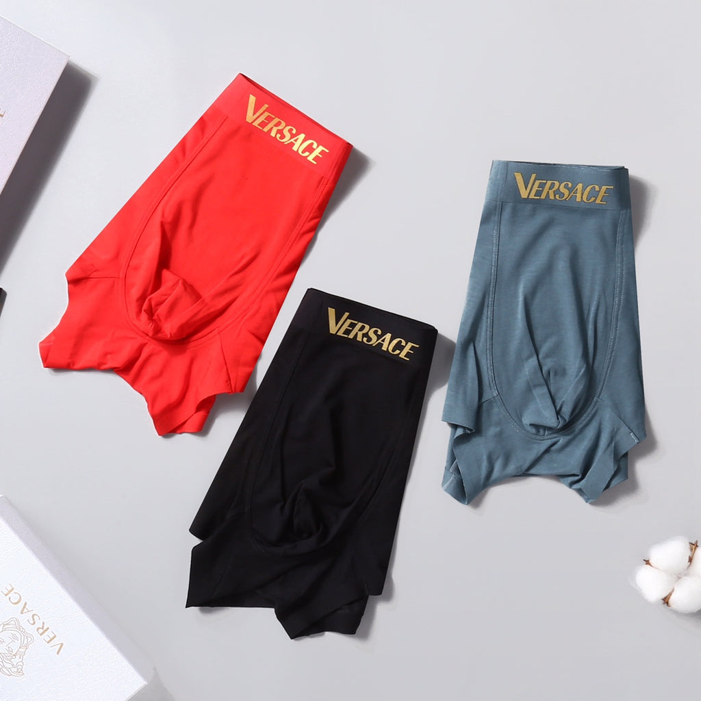 Versace Contrast Wordmarks And Crest Details Men's Boxer Briefs - 3-Piece Box