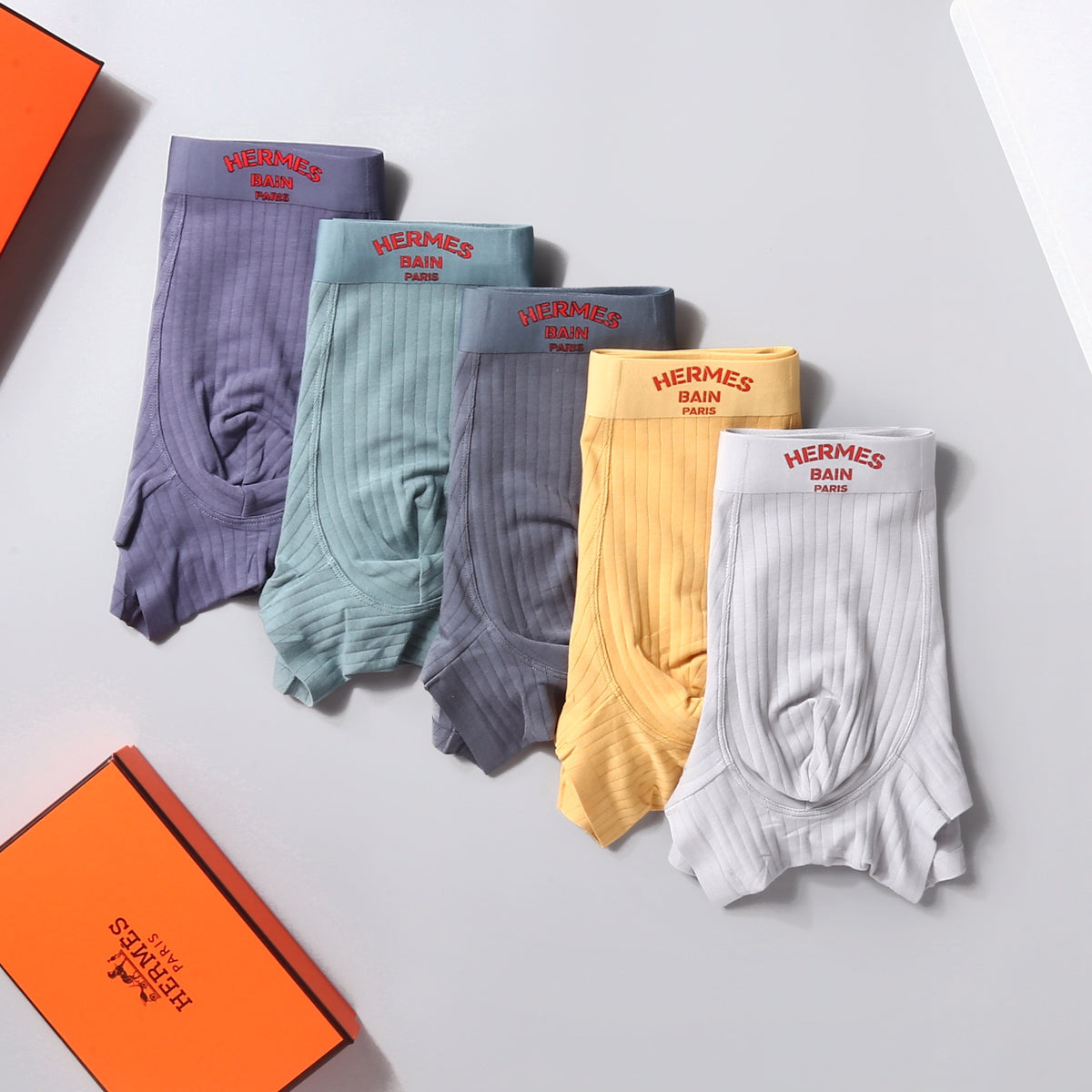 Hermes Contrast Wordmark Waistbands Men's Boxer Briefs - 3-Piece Box