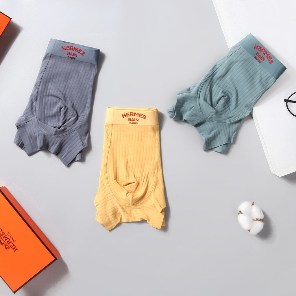 Hermes Cotton Men's Boxer Briefs - 3-Piece Box