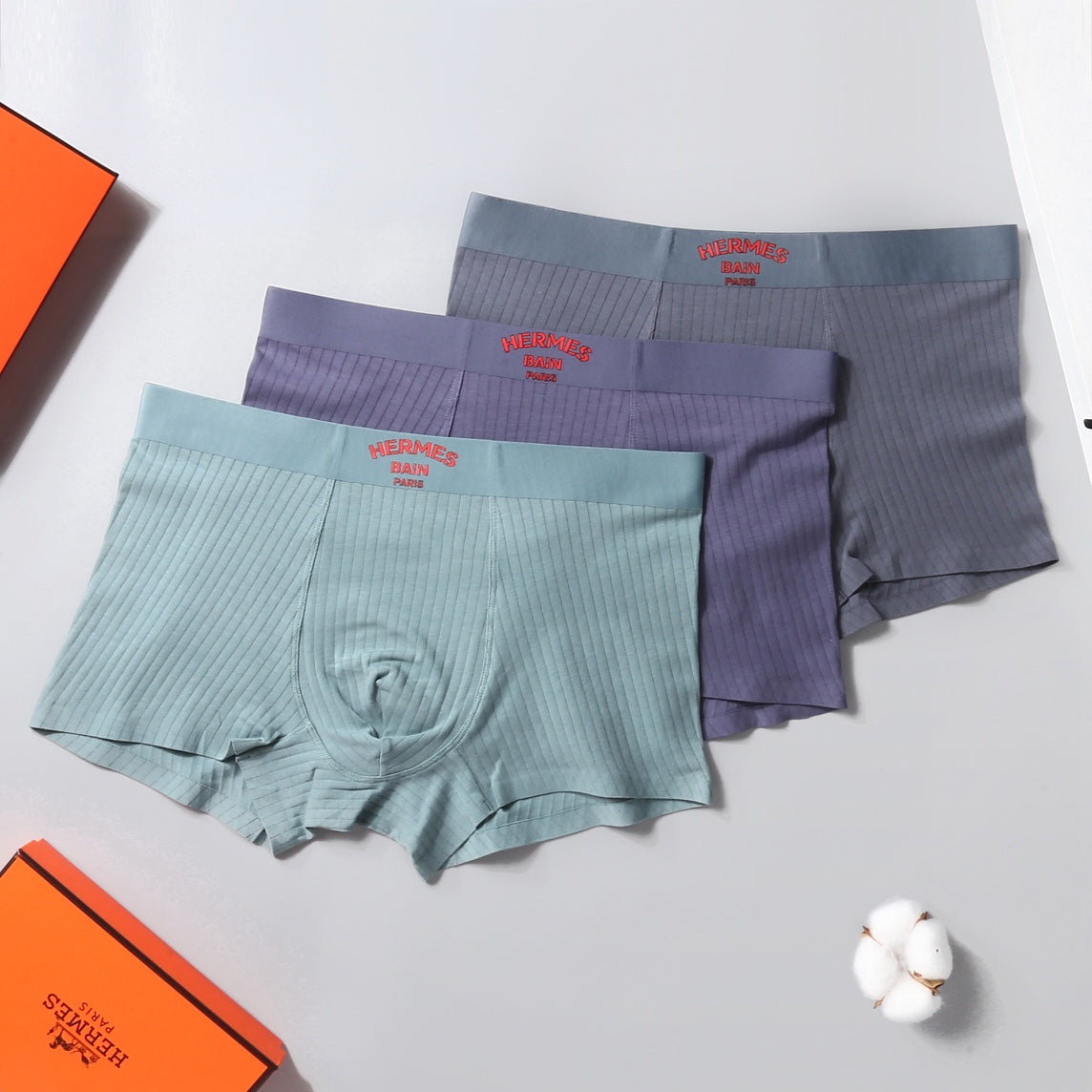 Hermes Cotton Men's Boxer Briefs - 3-Piece Box