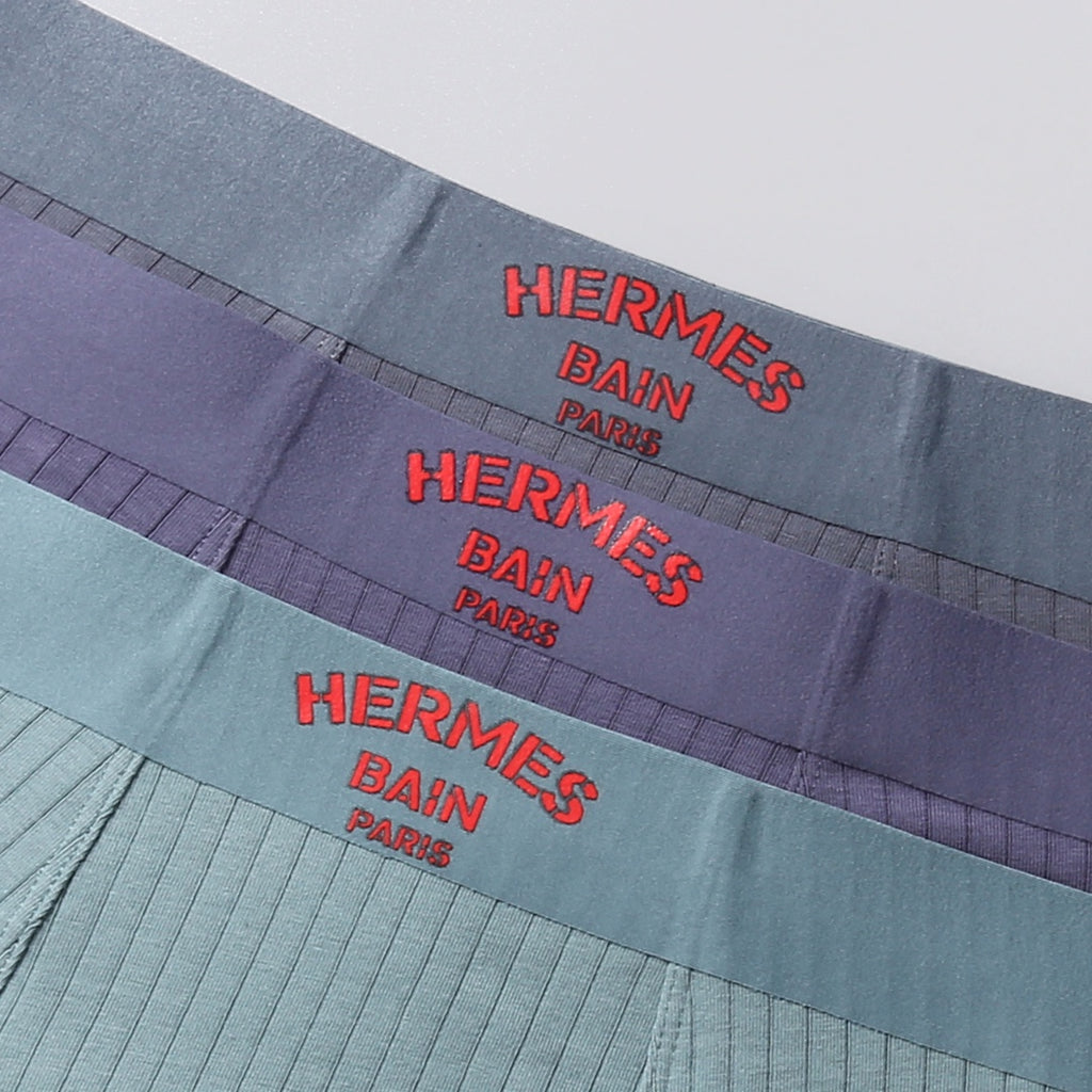 Hermes Contrast Wordmark Waistbands Men's Boxer Briefs - 3-Piece Box