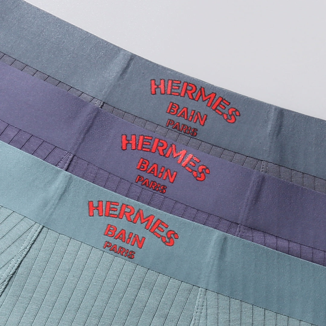 Hermes Cotton Men's Boxer Briefs - 3-Piece Box