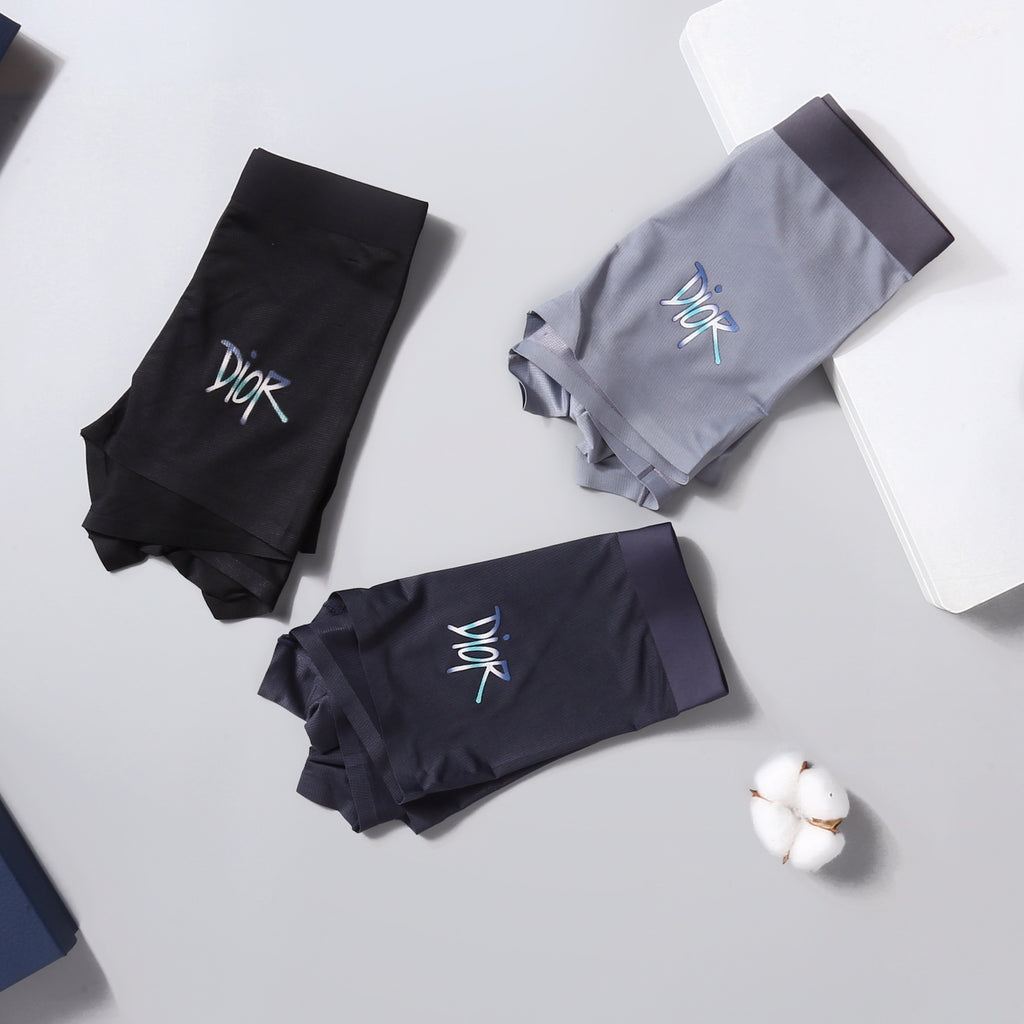Dior Visible Branded Waistband Or Emblem Details Men's Boxer Briefs - 3-Piece Box