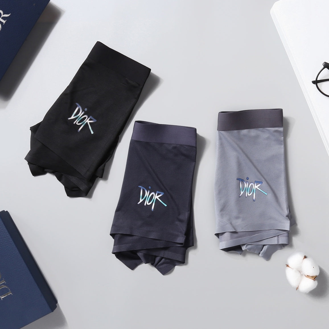 Dior Visible Branded Waistband Or Emblem Details Men's Boxer Briefs - 3-Piece Box
