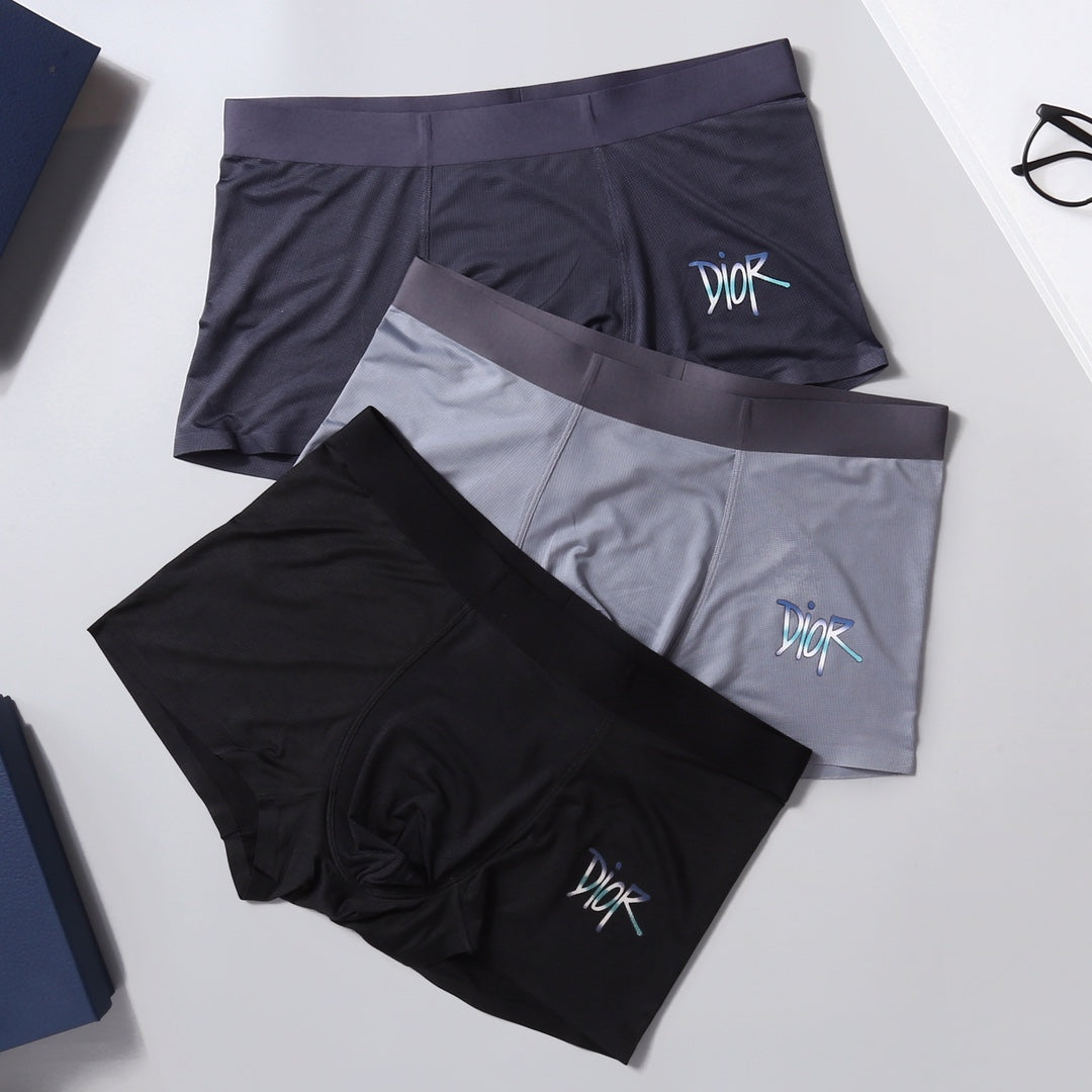 Dior Visible Branded Waistband Or Emblem Details Men's Boxer Briefs - 3-Piece Box