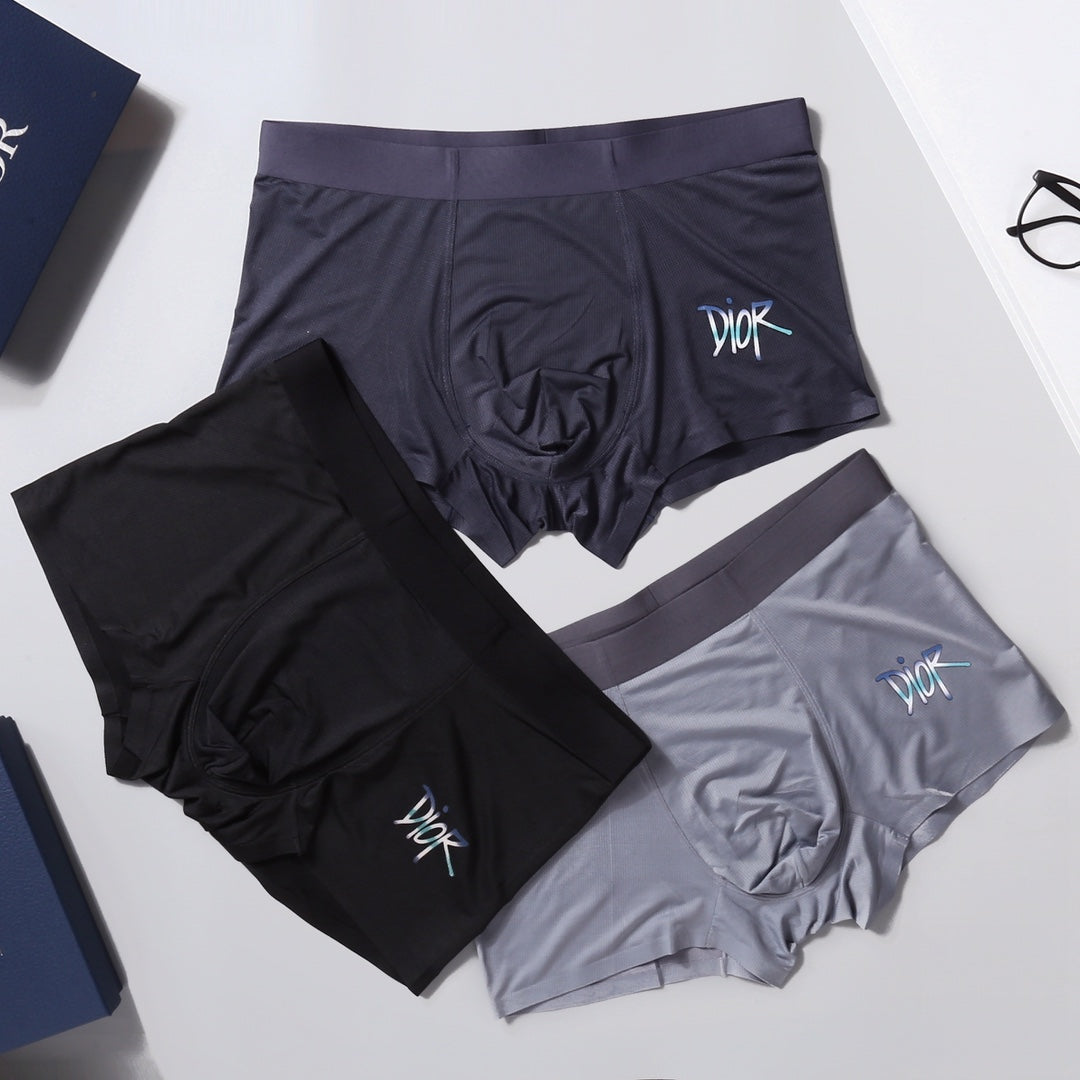Dior Visible Branded Waistband Or Emblem Details Men's Boxer Briefs - 3-Piece Box