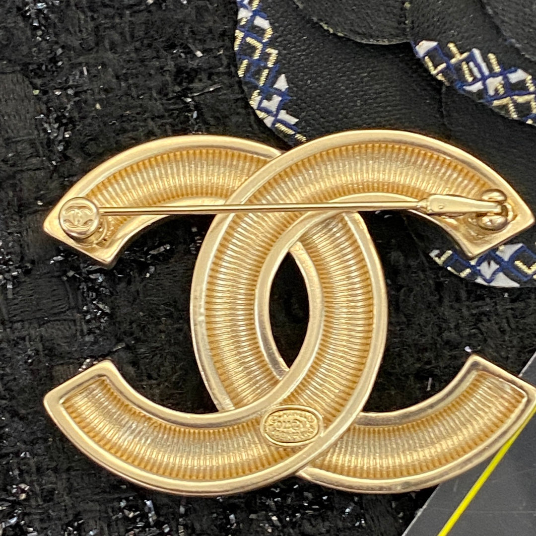 Double-C Emblem Brooch in Gold-Tone – Design 002 styled product view