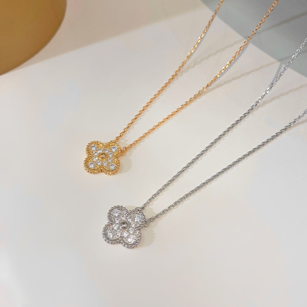 Clover Pendant Necklace in Rose-Gold-Tone – Crystal Detail main product view
