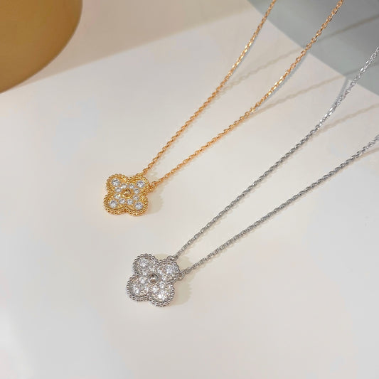 Clover Pendant Necklace in Rose-Gold-Tone – Crystal Detail main product view