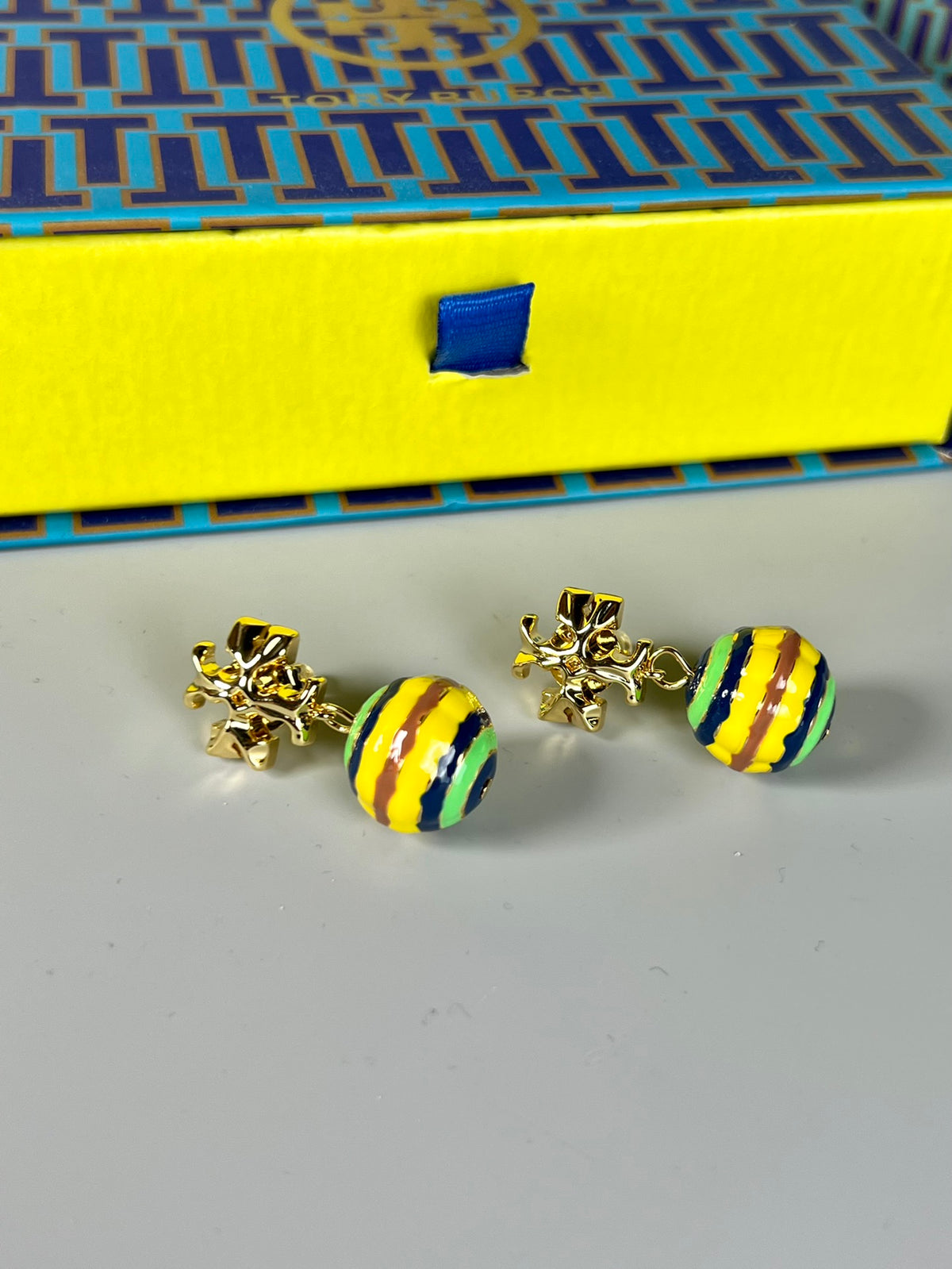 Signature Emblem Stud Earrings in Polished Metal-Tone – Design 011 main product view