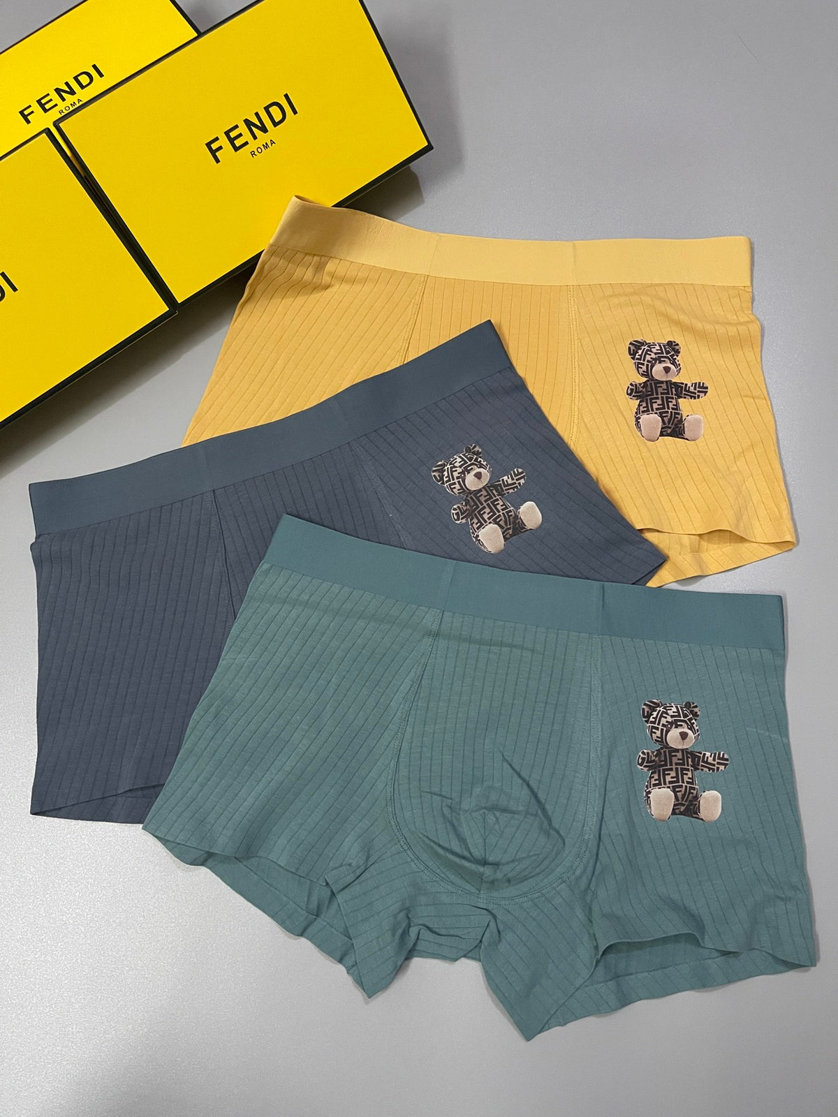 Fendi Teddy-Bear Graphics Men's Boxer Briefs - 3-Piece Box